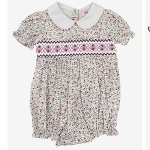 Shop Teeta Purple Smocked Collared Bubble/Romper